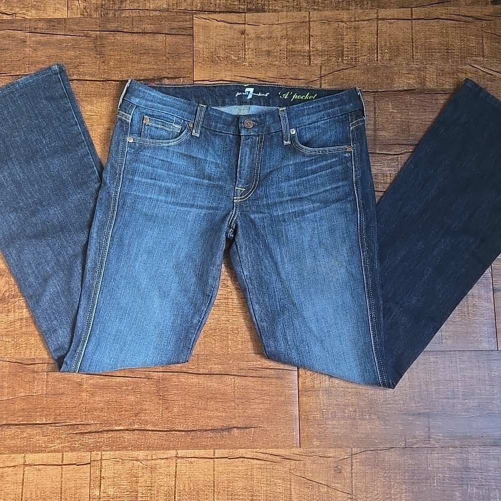 7 For All Mankind A-Pocket Jeans – Dark Wash Low‎ Rise Flare Leg Size 29